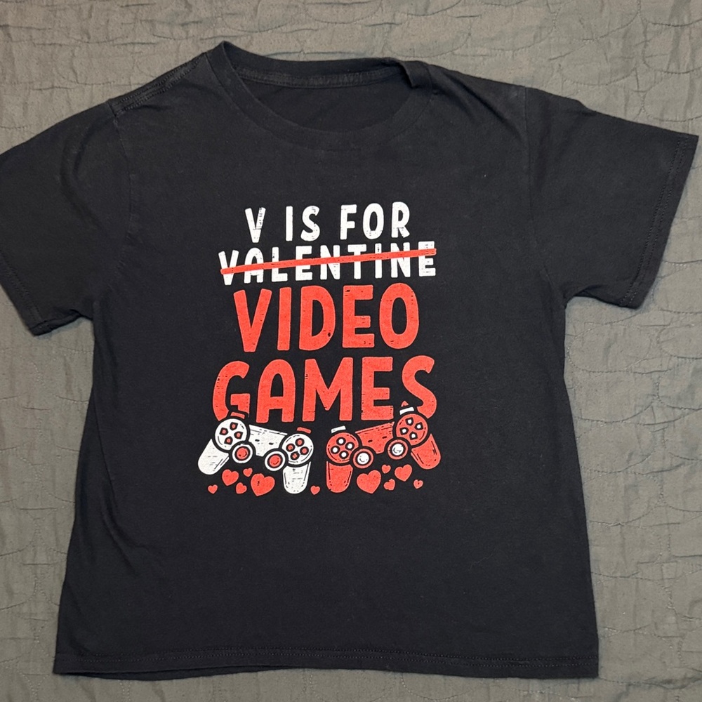 Kids Black Video Games Themed T-Shirt